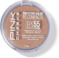 Pink Cheeks Protetor Solar Pó Compacto com Cor FPS 55 FPUVA 19 11,4g Efeito Matte