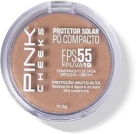 Pink Cheeks Protetor Solar Pó Compacto com Cor FPS 55 FPUVA 19 11,4g Efeito Matte