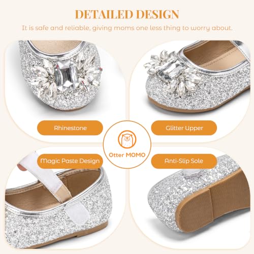 Otter MOMO Toddler Little Girls Princess Shoes Mary Jane Ballerina Flats Flower Girl Dress Silver Shoes Size 7 by Otter MOMO - Used condition - Image 5