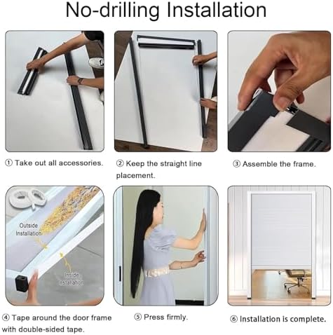 Customizable Accordion Folding Door, Up-Down Sliding Design, Black Aluminum Frame with Cellular Fabric Screen, Perfect for Kitchen & Basement, Size 32x80in (81x203cm)