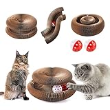Magic Organ Cat Scratching Board, Kratzdonut Katze, Katzen Kratzbrett mit 2 Spielzeug Glocke Ball, Faltbarer Katzenspielzeug Rund Bett, Wellpappenpapier Interaktives Kratzspielzeug für Katze