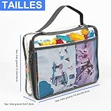 4er-Set XL Spielzeug-Aufbewahrungstaschen aus PVC | Wasserdicht mit Reißverschluss & Netzfächern | Für Bausteine, Badespielzeug, Puzzle (34x7.6x26.5 cm)