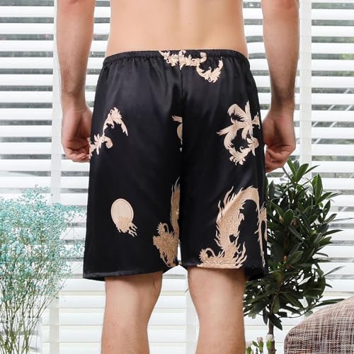 Men's 2 Pack Satin Pajama Shorts Boxers Underwear Soft Pj Summer Casual Spandex Mid Rise Sleeping Silky2