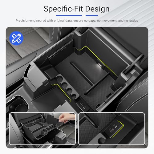 Image of Center Console Organizer Compatible with 2022-2026 Chevy Silverado GMC Sierra 1500 24-26 2500 3500 Armrest Storage Organizer Tray Replacement for 2022-2026 Chevy Silverado Accessories
