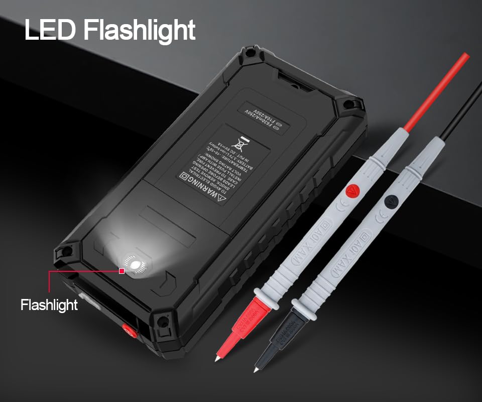 Back view of the GVDA GD128PLUS Multimeter showing the integrated LED flashlight.