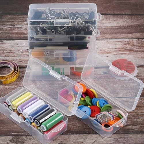 Image of 6-Pack Medium Clear Plastic Storage Containers with Latching Lid, Art Craft Supply Organizer Box, 6.49 inch x 3.03 inch x 1.8 inch