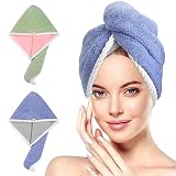 Microfiber Hair Towel Wrap for Women 2 Pack Reversible Hair Turbans for Wet Hair Wrap Towels Quick D
