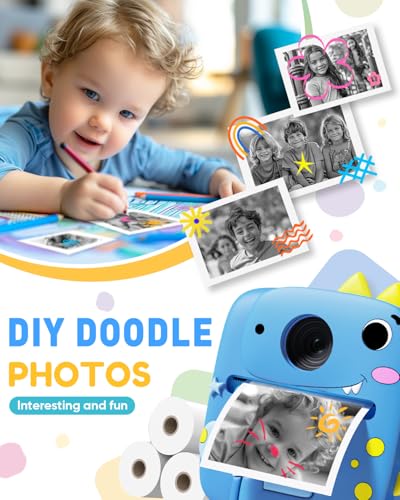 Prysyedawn Kids Instant Camera with Printing Paper, Printing Camera Refill Thermal Paper 10 Rolls, BPA Free - image 3