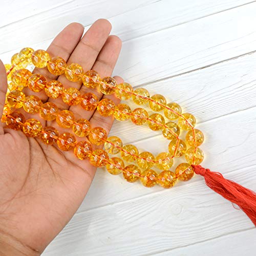 Reiki Crystal Products Natural Certified Citrine Mala Crystal Stone 12 mm Round Beads Mala for Reiki Healing Crystal Stones (Color : Yellow)