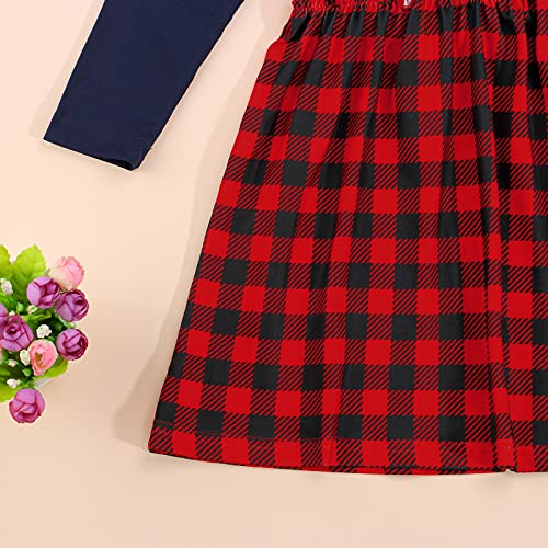 Yumeng Peuter Baby Outfits Kids Meisjes Lange Mouw Plaid Printing Kerst Jurk met Strik Taille Decoratie, Paars, 3-4 Jaren - Afbeelding 6
