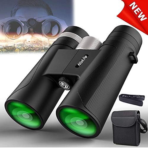 Niskite Binoculars for Adults - Compact Binocular Roof Prism 12x42 for Bird Watching, High Powered Waterproof Fogproof Bak4 Prism and FMC Lens for Hunting, Camping Wildlife Sport View Concerts JN01