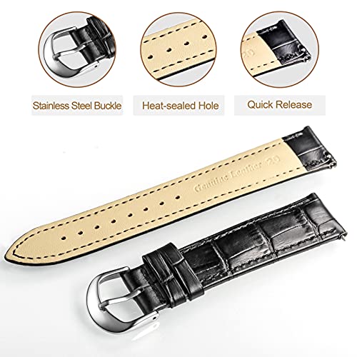 Lederen horlogeband, Alligator Embossed vervangende band voor mannen of vrouwen keuze van 16mm 18mm 20mm 22mm met zilverkleurige gesp - Afbeelding 6