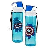 Vandor 26675 Marvel Captain America 24 Ounce Tritan Sport Bottle, Blue