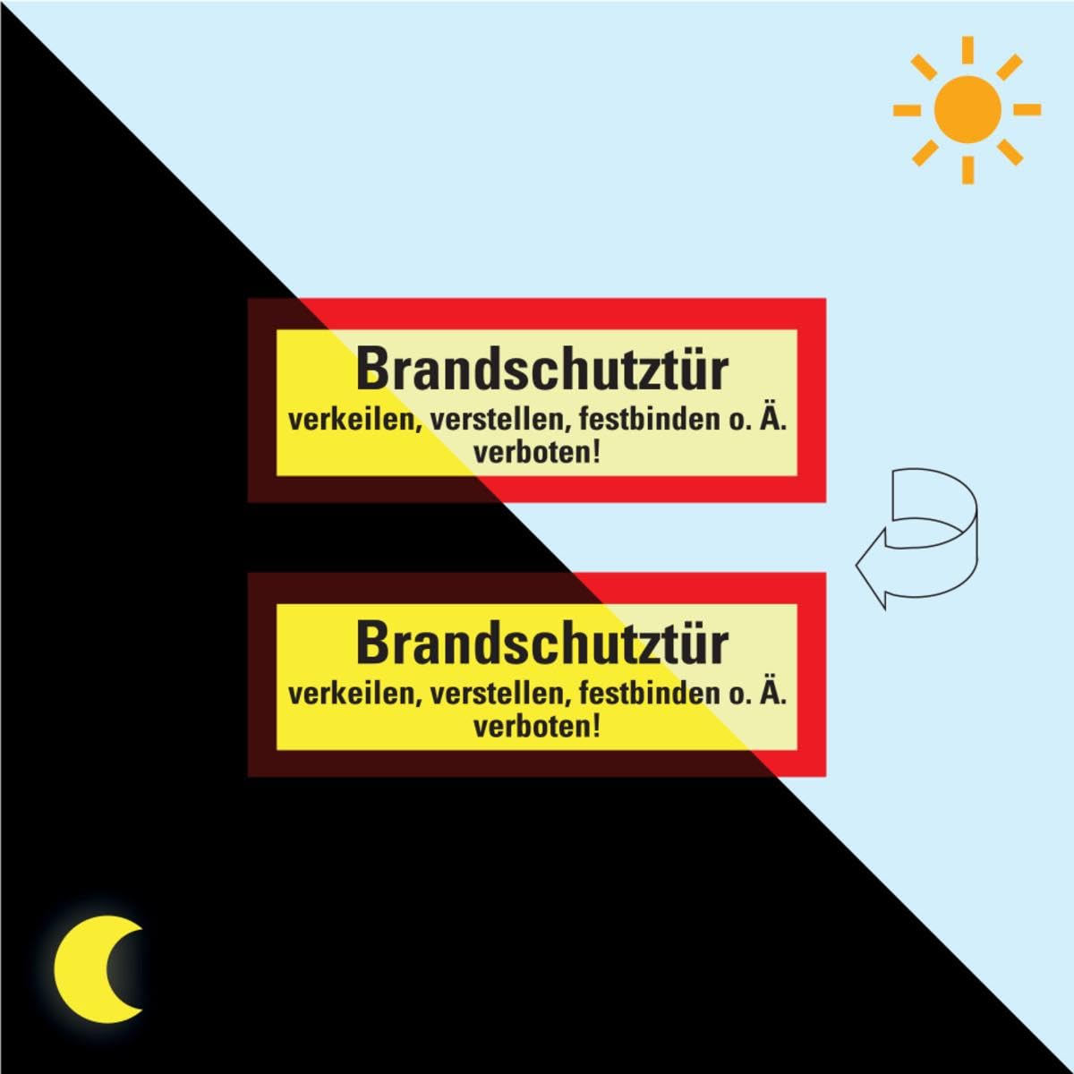 power langnachleuchtend Feuerwehrschild Brandschutztür verkeilen..., DS, Folie, 210x74mm