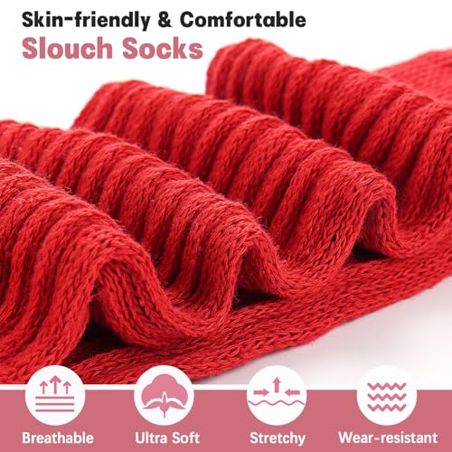 Forwe 3 Pairs Slouch Socks for Women Size 9-11 Soft Extra Long Scrunch Knee High Boot Socks3