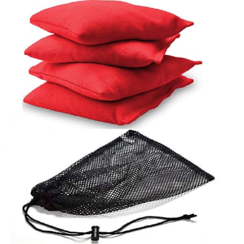 Win SPORTS Premium All-Weather Duck Cloth Cornhole Bean Bags – Set of 4 Bean Bags for Corn Hole Game – Choose Your Colors (Red)