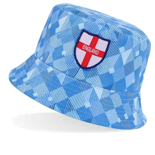 SOCK-TEC Mens England Retro Bucket Hat Football Fan Adults Unisex Cotton Reversible Summer Festival Cap (1990 Away)