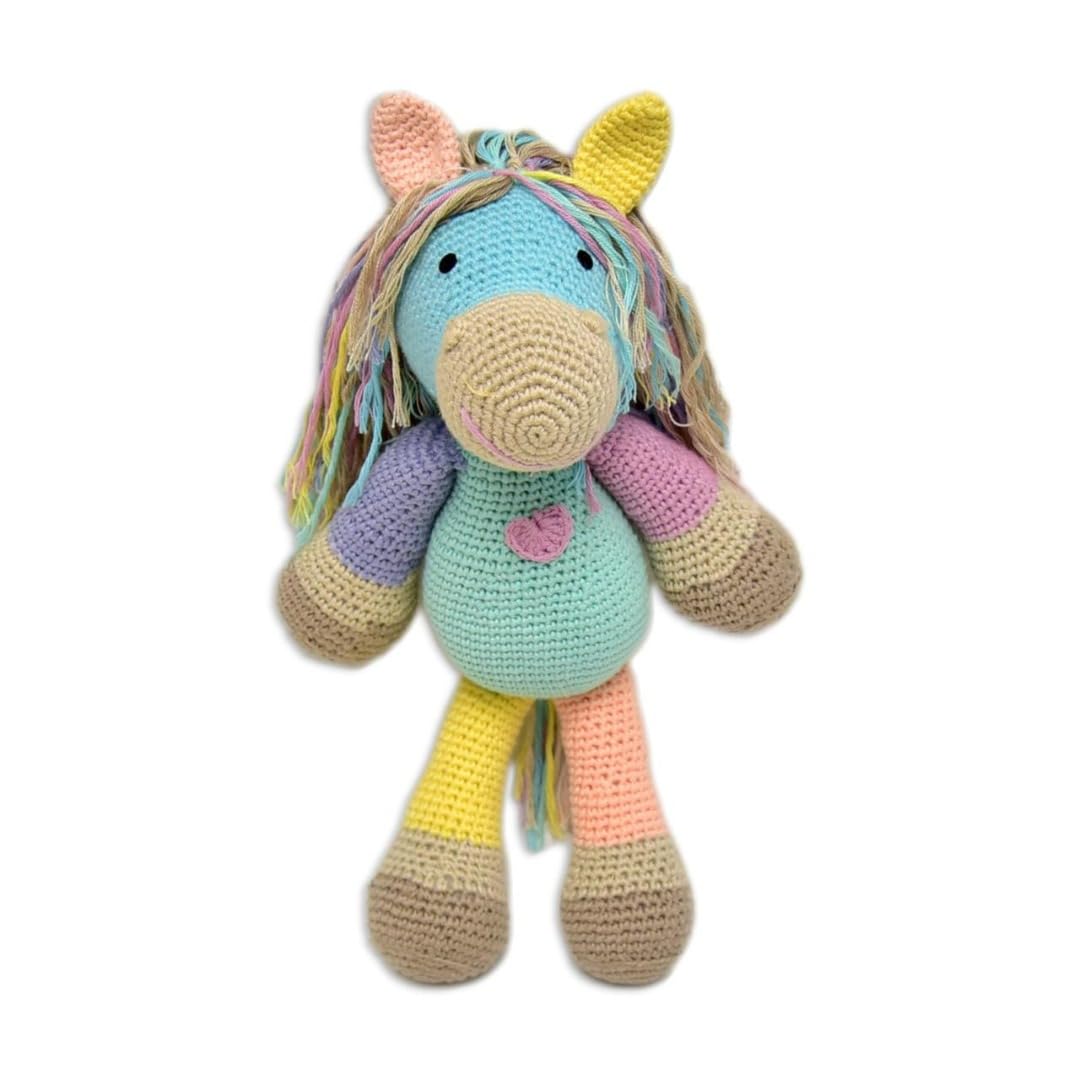 Atlas, Handmade Crochet Soft Toys for Kids, 46 cms, sttufed Horse Animal, Child Safe & eco-Friendly Toys for Girls and Boys, Kids