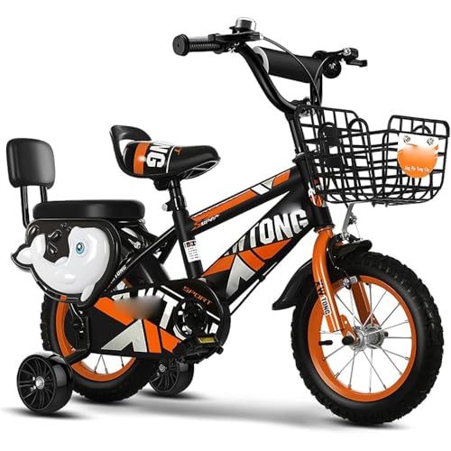 「NexPon」キッズ 自転車 子供 キッズ 子供用 12、14、16、18、20インチ 、2-14歳、補助輪、フェンダー付き、高炭素鋼素材、調節可能なシート、男女兼用、脚踏 滑り止め、ゴム輪 耐磨耗・緩衝 (オレンジ,12 インチ)