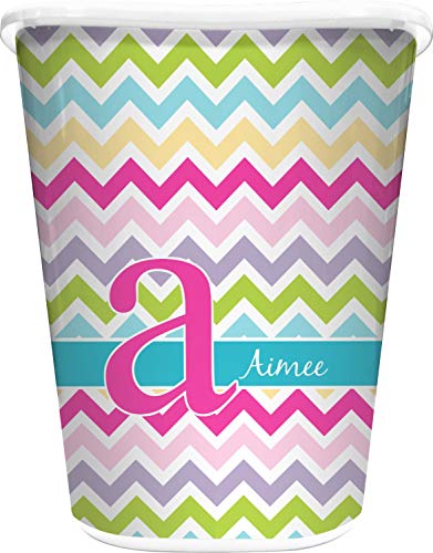 RNK Shops Personalized Colorful Chevron Waste Basket - Double Sided (White)