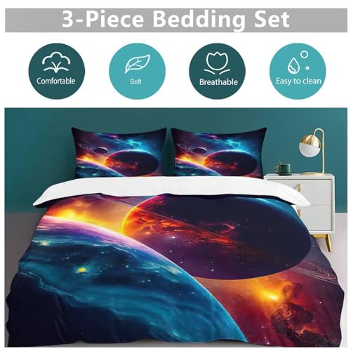 Housse de couette 200x200 parure de lit 3d linge de lit microfibre 3 pièces