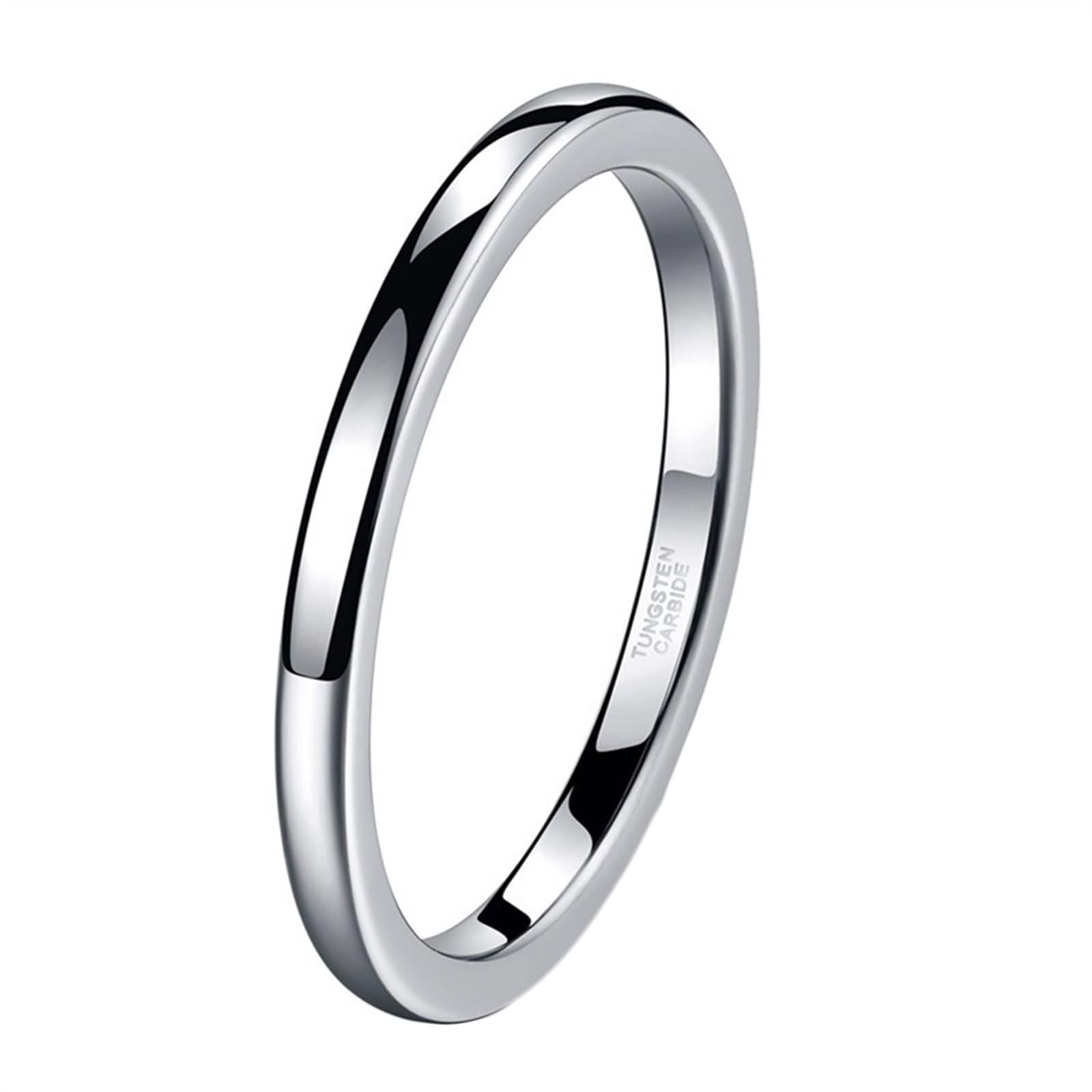 Anello in Tungsteno con Inciso per Donna Uomo, 2MM/4MM/6MM/8MM Rotondo Lucido Anello Fidanzamento Uomo Argento