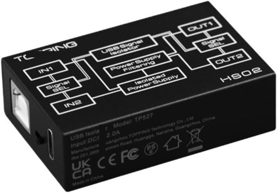 HS02 USB 2.0 High Speed Audio Isolator Compatible with High-res Transmission Low Latency with PCM32bit, DSD