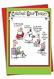 NobleWorks - Cartoon Christmas Note Card with Envelope (4.63 x 6.75 Inch) - Funny Joke Comic, Stationery for Xmas Holiday - Group Therapy 5799