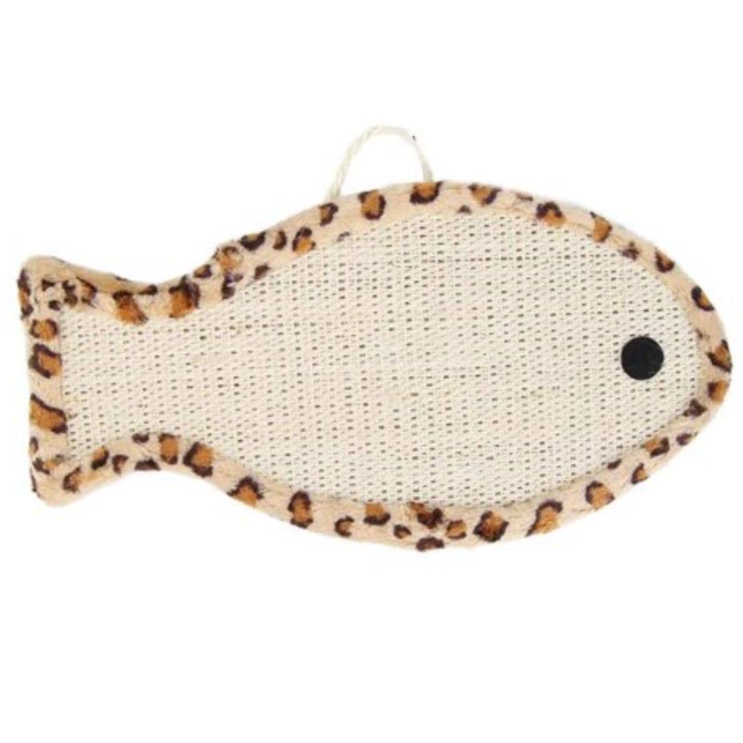 PETSARY Fish Shape Hanging Natural Sisal Cat Scratcher Claw Mat | Silas Cat Fish Scratcher Leopard Print Design | Funny Interactive Pet Playing Toy | Kitty's Health and Good Behavior (Animal Print)
