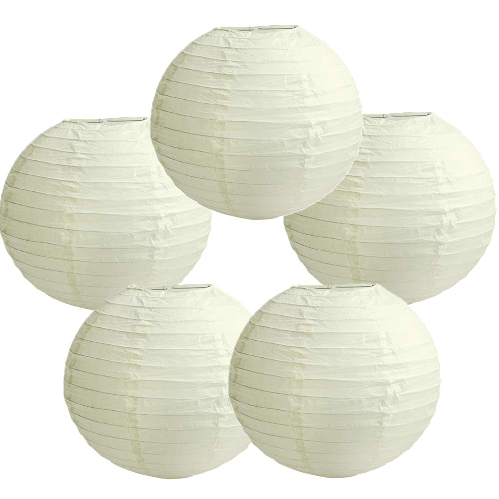 Time to Sparkle 5 Pack Tissue Paper Round Lanterns LampShade Lamp Shade Wedding Birthday Party Decoration | White, 30"(75cm) | — view 7