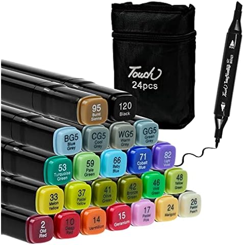 FORYNXHWIN 24 Markers , Oily Double Ended Brush , Fluorescent Outline Underline Paint Pen Set , for Student Cartoonist Art Painting Writing DIY Cover