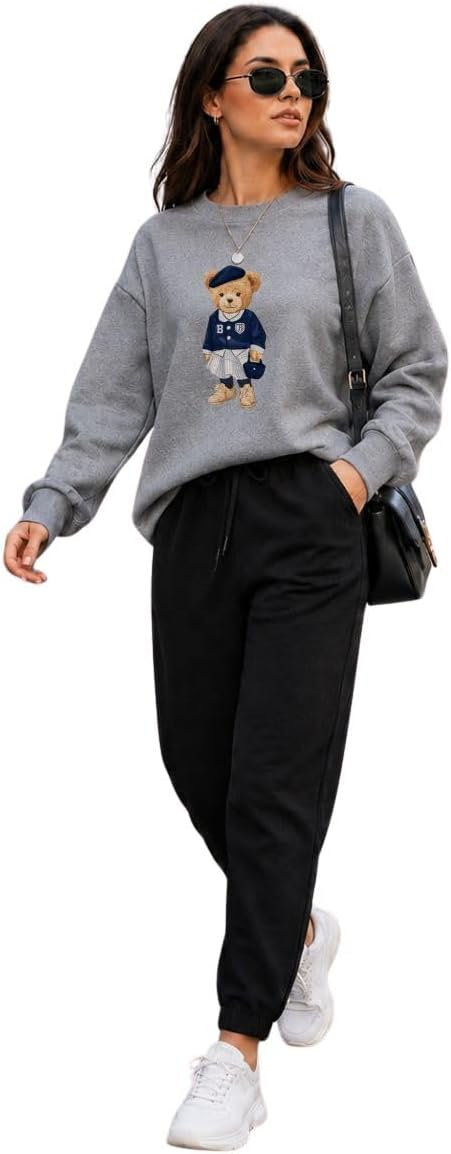 Conjunto Feminino Comfy Casual Urso Flanelado Quentinho