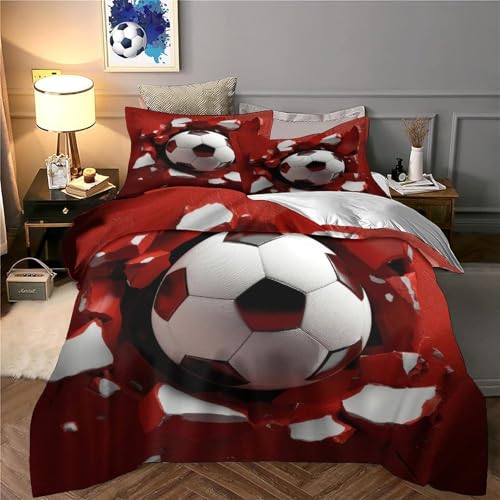 Housse de couette football imprimé 3D parure de lit Super King