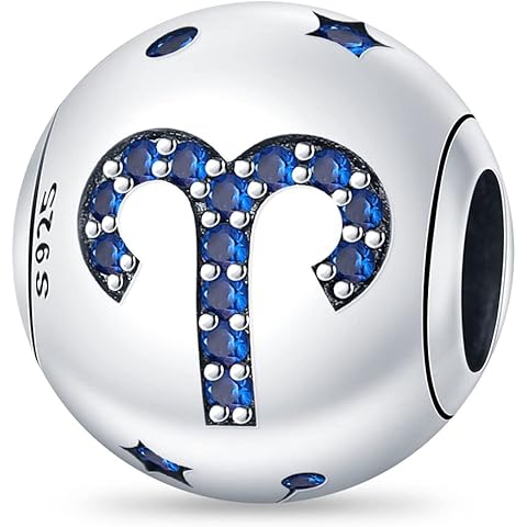 Pandach 12 Zodiac Sign Birthday Charms 925 Sterling Silver Birthstone Charms Fits Women's Charm Bracelet Necklace Bangle Gifts for Womens Friends