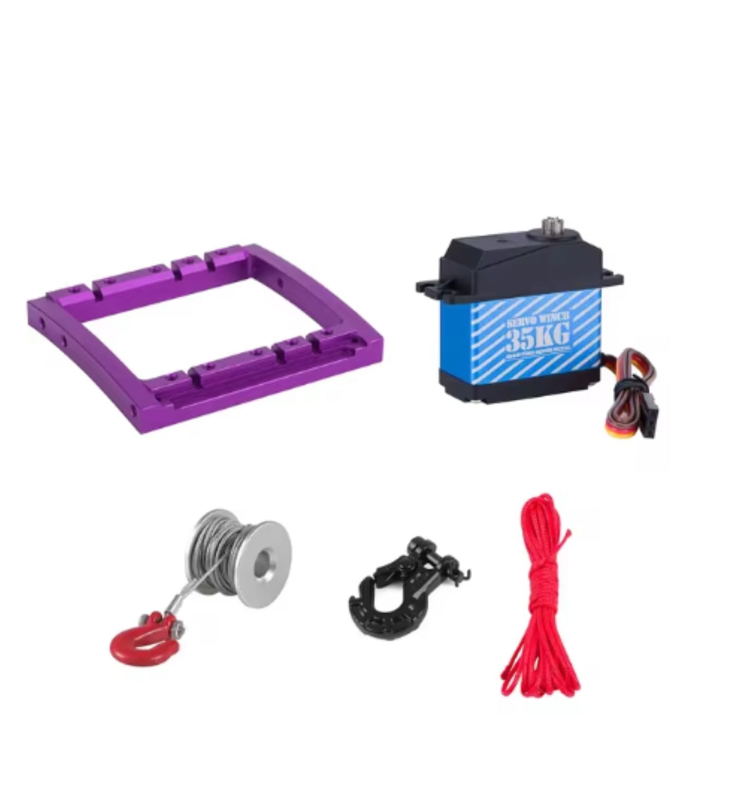 Steering/Winch Dual Servo Mount for 1/10 RC Rigs Crawler Capra SCX10 II Axle Comp TGH Rails LCG Chassis Kit Upgrade Part (Purple Blue Set)