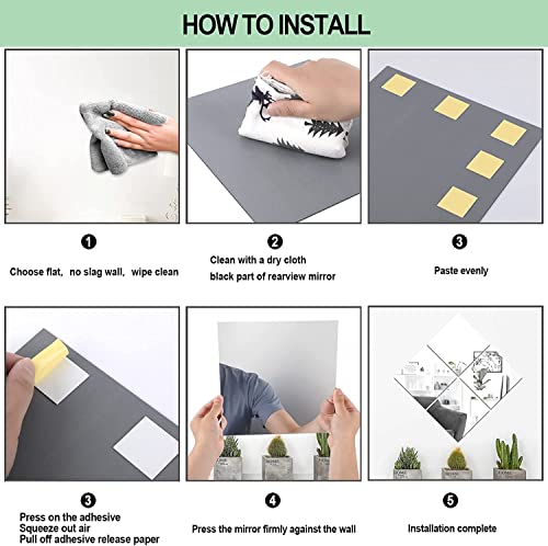 Junebrushs 18Pack Self Adhesive Acrylic Mirror, 8 X 8 Inch Mirror Tiles Decor,Frameless Over Door Mirror Sheets Wall Stickers,Stick On Mirror For Wall Mounted Make Up Gym Dressing #TOP2