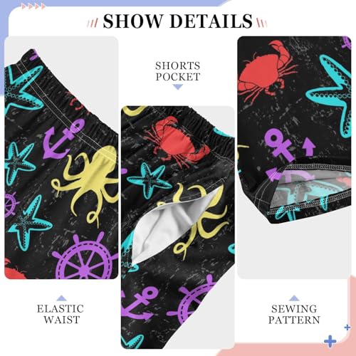 Anchor Crab Octopus Boys Long Pants Soft Trousers Elastic Waist Kids Lounge Bottoms with Pockets S-XL4