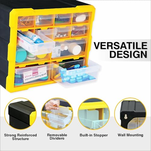 Image of Alkon Plastics Component Organiser with Drawers (ACO12) | Small Parts Storage Jewellery Pharmacy Shop Medicine Nuts Screws Bolts DIY Clinic Hospital Mobile Shop |12 Drawers