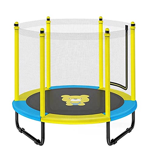 Image of STEP OVER KIDSPLAY Premium Junior Trampoline with Safty net Enclosure (4.5Feet /55 Inch), Heavy Duty ★ SAFEST Kids Edition Trampoline★ (Blue & Yellow)