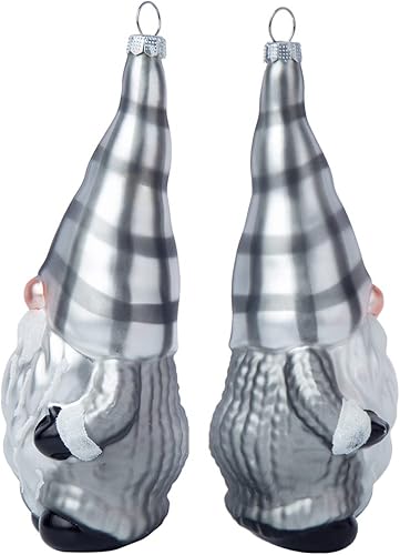 Miniatura 5 de Juego de 2 adornos de Navidad colgantes de gnomo de cristal, adornos de gnomo de vidrio soplado a mano para decoración de árbol de Navidad