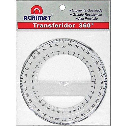 Acrimet Transferidor Escolar 360° em Poliestireno Cristal Resistente 552.0