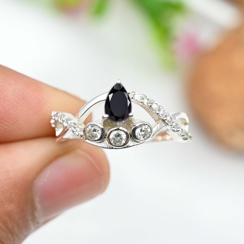 Edelstein Ring silberplattiert für Damen und Herren stilvoll alle Größen Geschenkidee handgefertigter Schmuck CRG1253AA