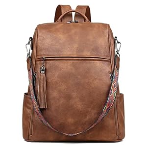 FADEON Laptop Backpack Purse for Women Large Designer PU Leather Laptop Bag, Ladies Computer Shoulder Bags