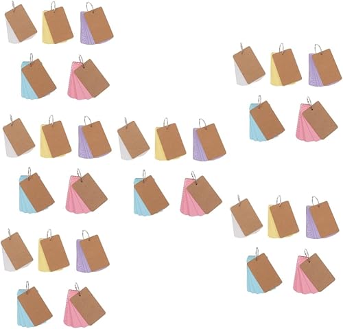EXCEART 30 Pcs Blank Card Alloy Stationery Cards Leave Messages Alphabet Flash Cards Colored Cardstock Paper Kraft Paper Binder Ring Studying Blank
