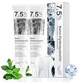7.5% Nano Hydroxyapatite Toothpaste Helps Remineralize, Protects Enamel, Dentist-Formulated Whitening Toothpaste for Sensitive Teeth, Natural Peppermint, Fluoride-Free (2Pack, Natural Peppermint)