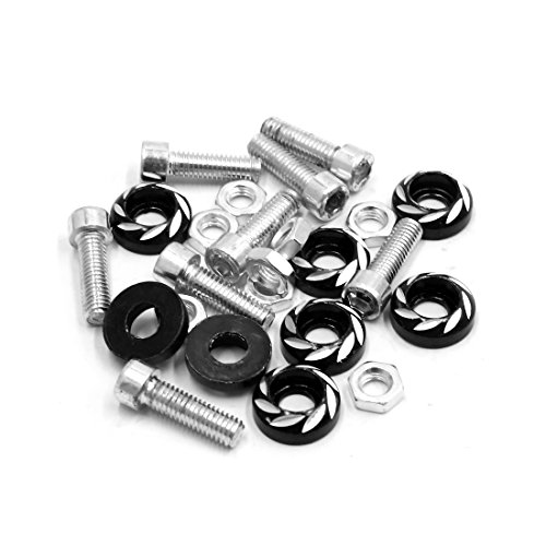 uxcell A18010500ux0098 8Pcs 6mm Thread Dia Motorcycle License Plate Frame Screw Bolts Cap Fasteners Black 8 Pack