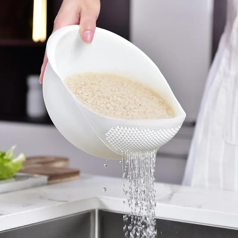Miniatura 3 de Colador de plástico para arroz, cesta de drenaje de cocina con asas, colador de cuenco de arroz, colador, cesta de drenaje, herramientas de cocina