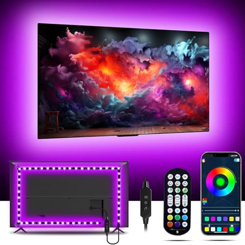 DTQJ TV LED Lights，4m USB Strip Lights Backlights for 43-55 inch, LED TV Lights with Remote,Bluetooth APP Control Colour Changing & Music Sync，USB Powered for Hoom Gaming Room Decor