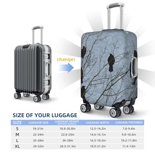 Black Crow Birds Print Luggage Suitcase Covers Elastic Washable Luggage Protector Luggage Covers For Suitcase 6