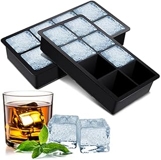 BROTOU 2 Pack Large Ice Cube Trays, Food Grade Silicone Ice Cube Tray